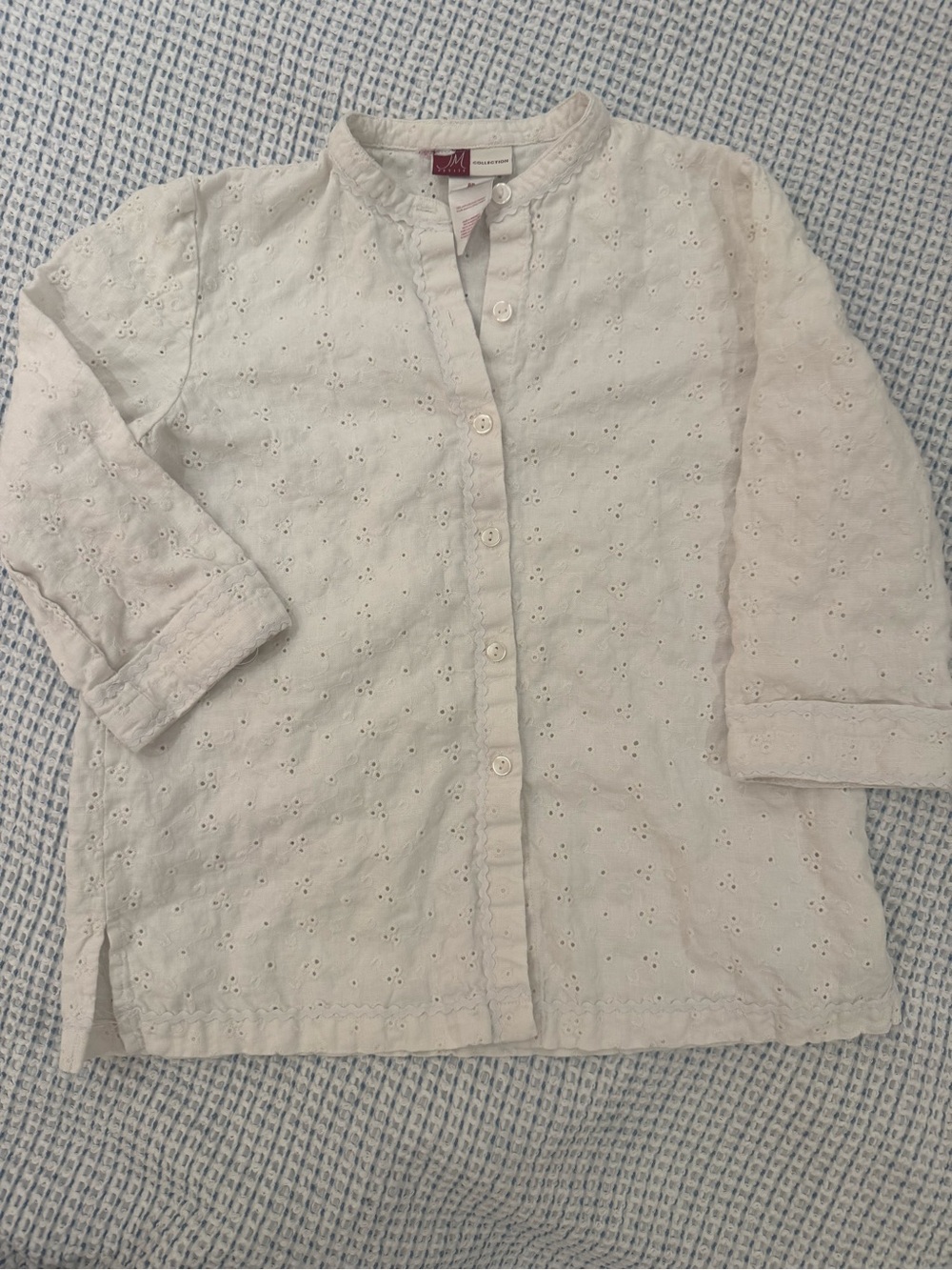 JM Collection White Eyelet Button-Front Blouse - Picture 2 of 5